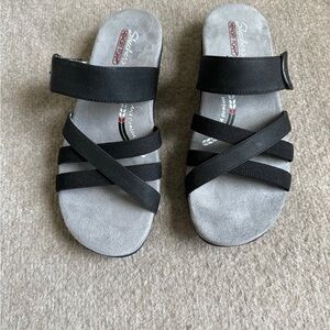 Skechers Women’s  Reggae Trek Summer Fling Arch Comfort Black Sandals~8